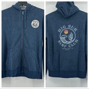 Faherty Zip Up Hoodie Mens Medium Navy Blue Big Sur Surf Shop Organic Fleece